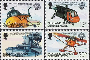 Фалкленды Депенденс, 1983, Самолеты, Вертолеты, 4 марки